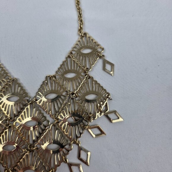 Vintage Sarah Coventry "Mandarin Magic" Gold Tone Bib Necklace Egyptian Style - Picture 7 of 11